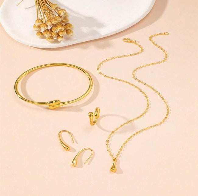5 Peças Conjunto de Joias Elegantes com Gota d'Água